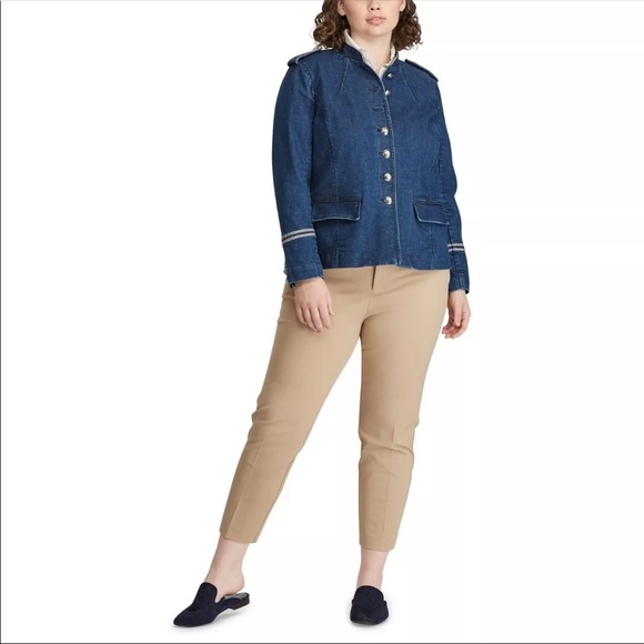 RALPH LAUREN Jean Jacket Epaulets Metallic Trim - Picture 2 of 7